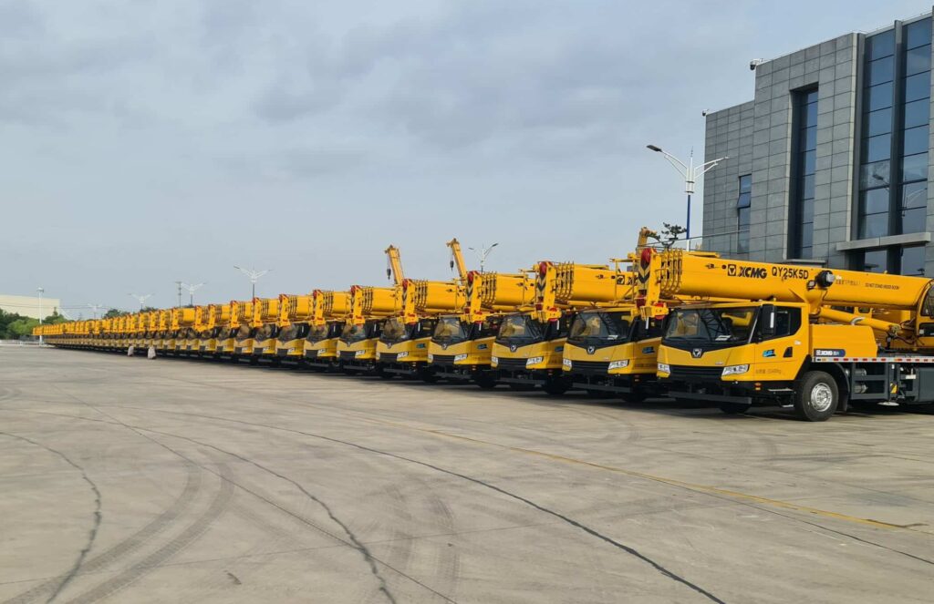 XCMG's crane factory in China possesses an abundance of stock