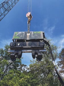 Andromeda's Superflex cable strop lifts an object for piling company Pilequip.