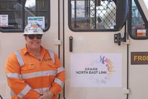 Enhanced Franna MAC25 pick and carry cranes operate on the North East Link Project.