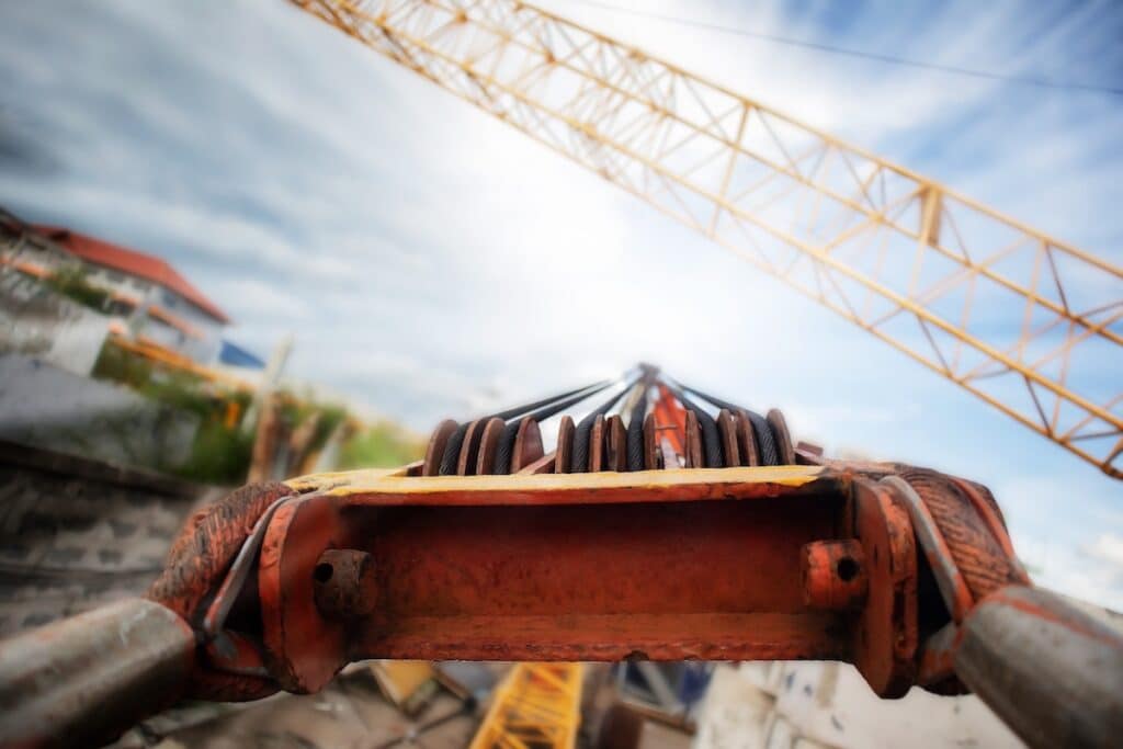 tower crane jib for lifting heavy equipment. hoist systems for tower crane so it capable of hoisting by sling and hook additional.