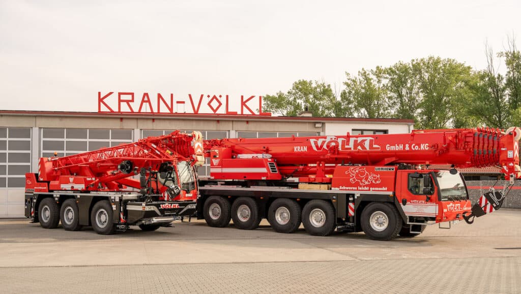 Liebherr sells two new mobile cranes to Kran Volkl because of their ability carry lots of counterweight